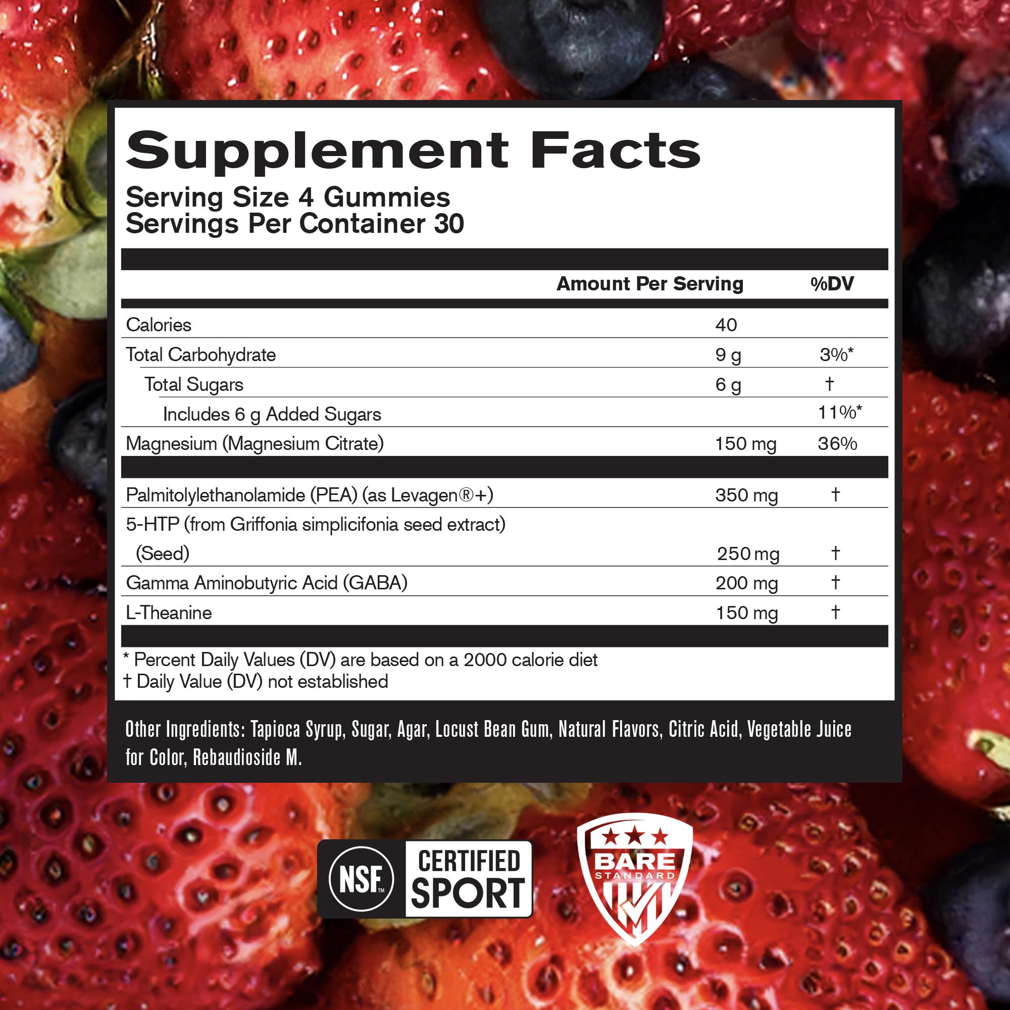 BARE PERFORMANCE NUTRITION BPN Peak Sleep Gummy – Berry Sleep Aid & Recovery Support (30 Servings)