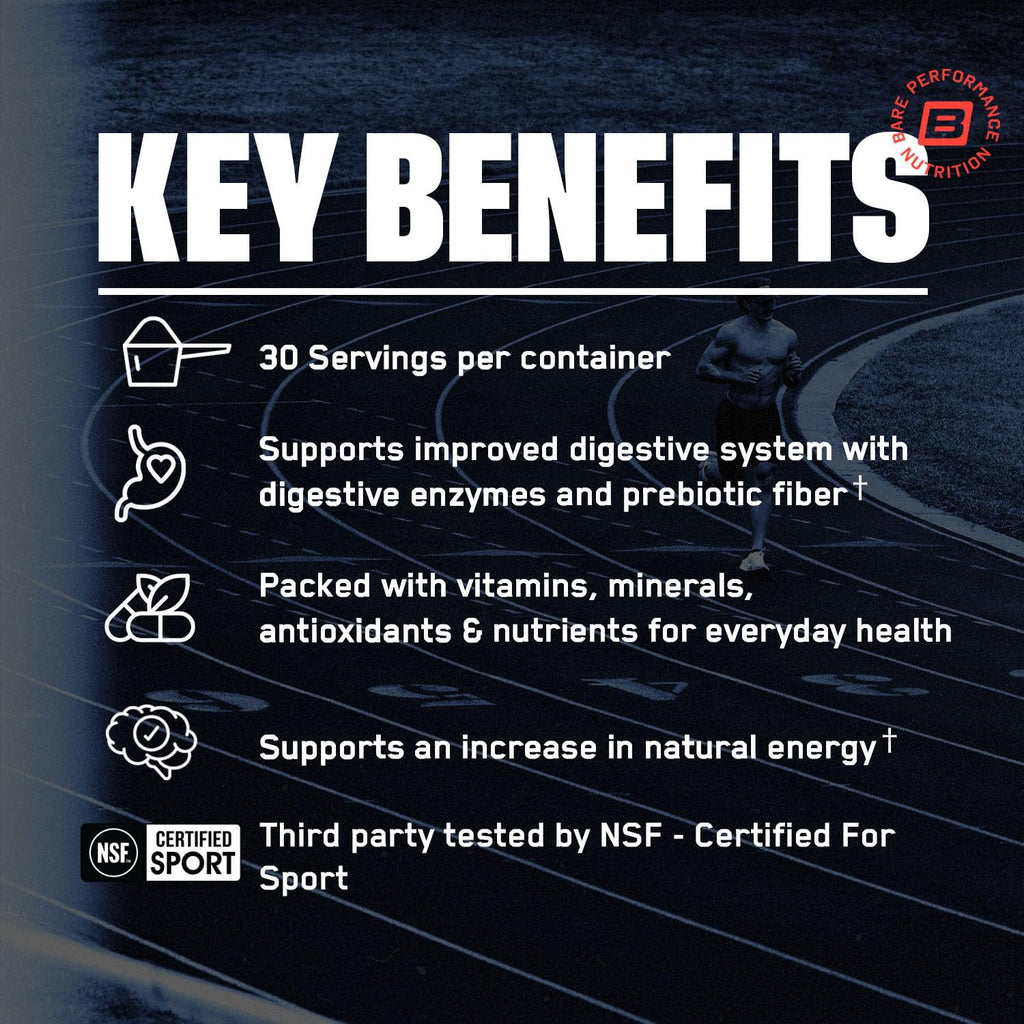 BARE PERFORMANCE NUTRITION Strong Reds Superfood Powder – Digestive Enzymes, Antioxidants, Energy | 30 Servings