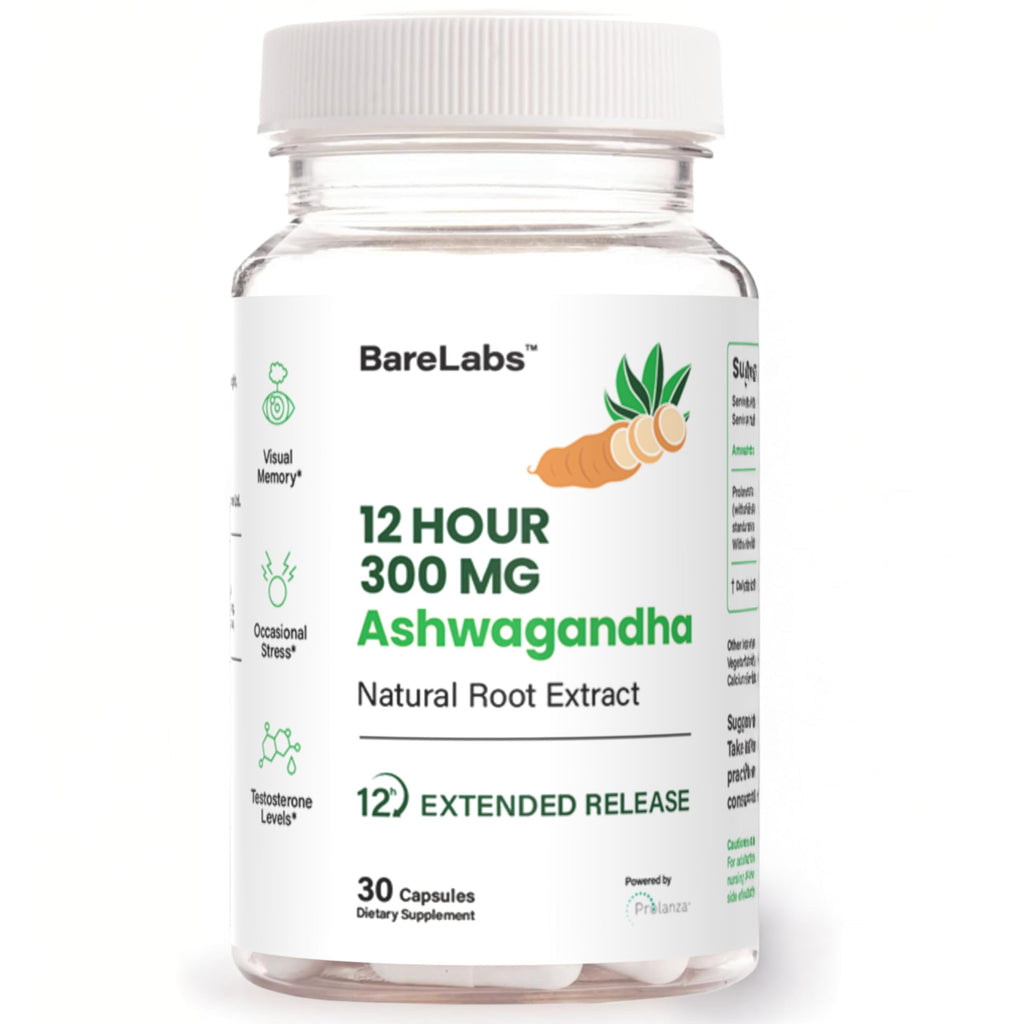 BareLabs Ashwagandha 300mg Prolanza 12-Hour Time Release – Stress, Sleep & Energy Support (30 Day Supply)