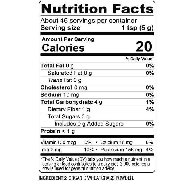 BareOrganics Wheatgrass Powder - Organic, Vegan Dietary Supplement, 8 oz (Pack of 1)
