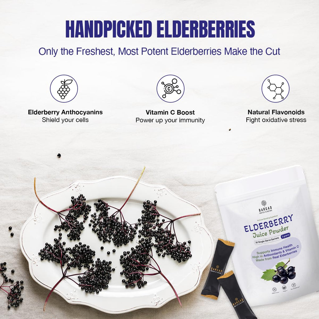 Bargad Elderberry Juice Powder – Immune Support, 100% Natural & Vegan | 30 Sachets