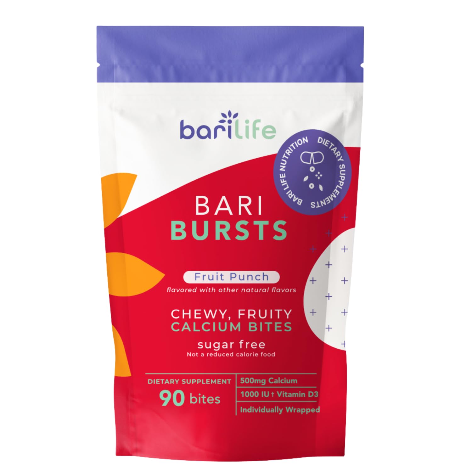 Calcium Citrate Bariatric Chews with 1000 IU Vitamin D3 | BariBurst by Bari Life - Fruit Punch