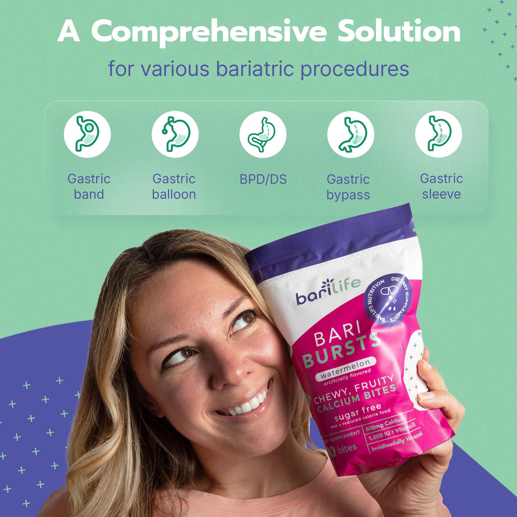 Calcium Citrate Bariatric Chews with 1000 IU Vitamin D3 | BariBurst by Bari Life - Fruit Punch