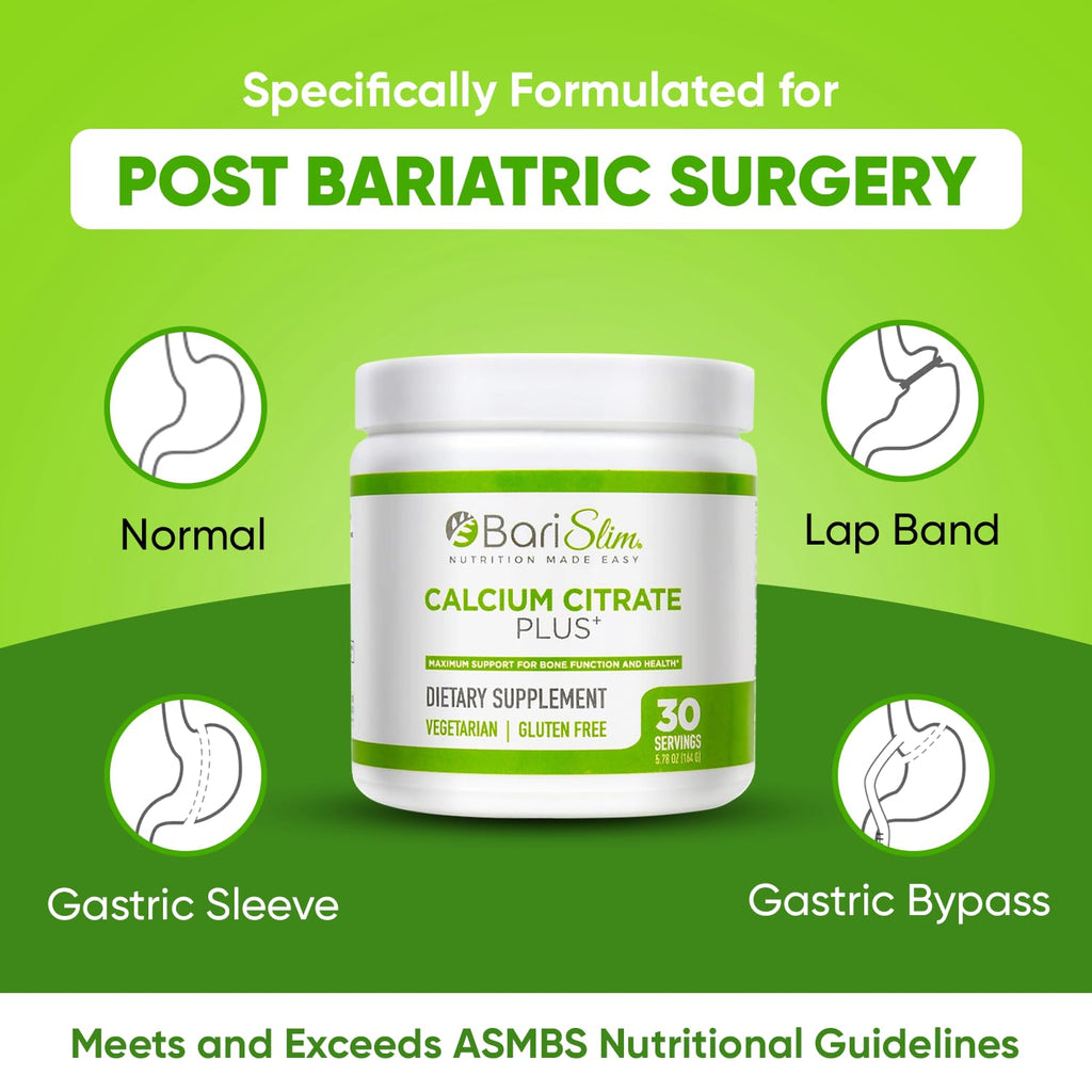 BariSlim Bariatric Calcium Citrate Powder – Post-Weight Loss Surgery Support | 600 mg, 30 Servings
