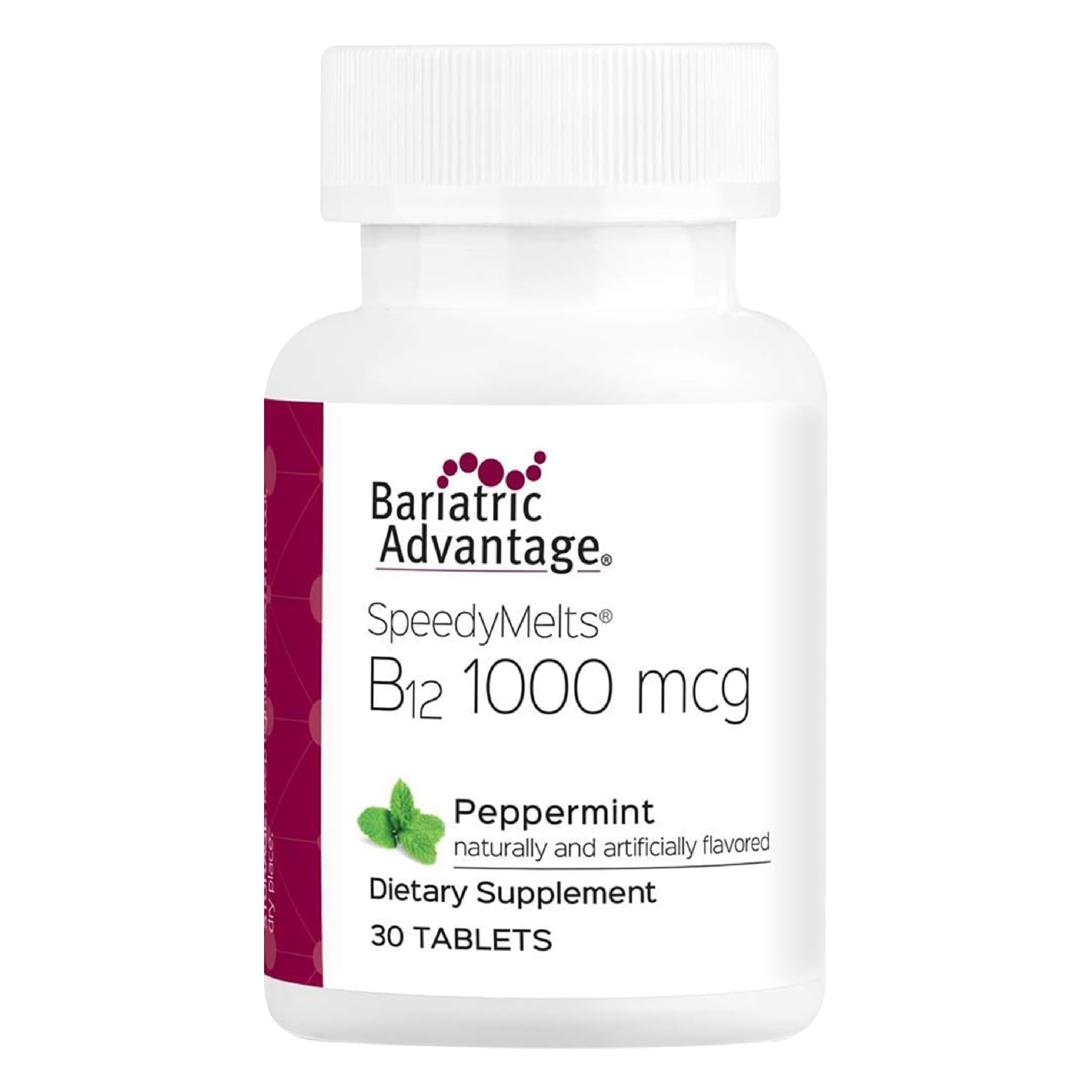 Bariatric Advantage B-12 Speedy Melts – 1000 mcg B12 + 200 mcg Folic Acid, Peppermint, 30 Count