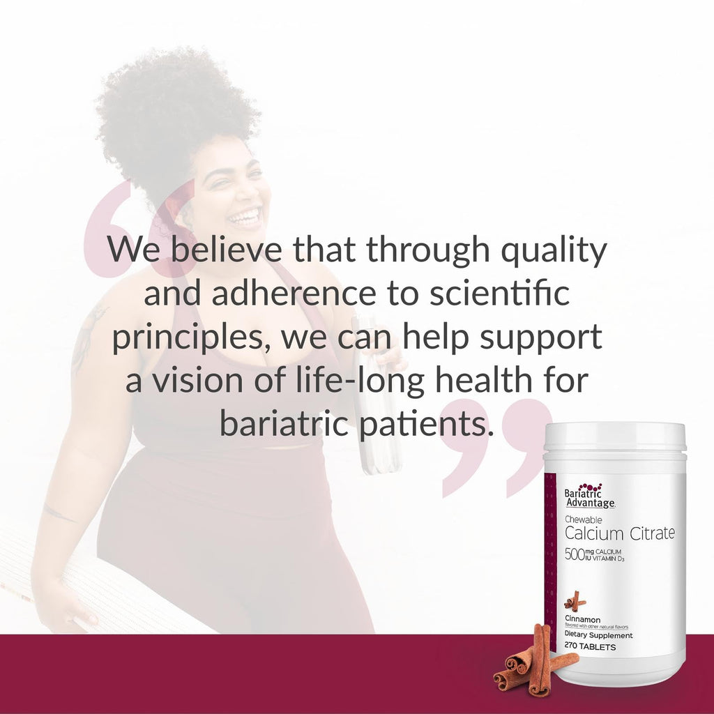 Bariatric Advantage Calcium Citrate Chewable 500 mg – Cinnamon | 270 Count – Post-Surgery Bariatric Calcium Supplement
