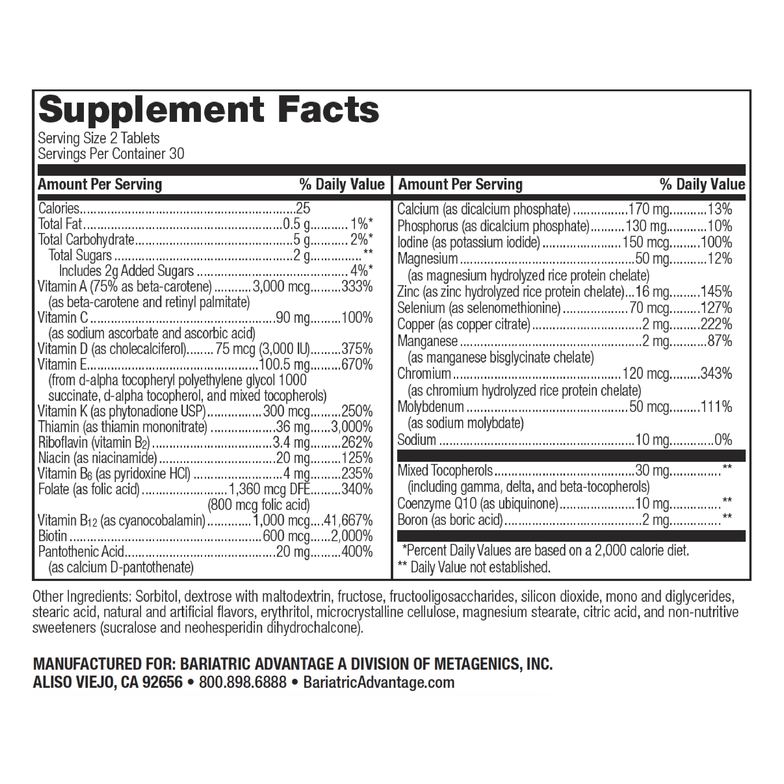 Bariatric Advantage Chewable Advanced Multi EA Without Iron – High Potency Bariatric Multivitamin (Mixed Fruit) 60 Count