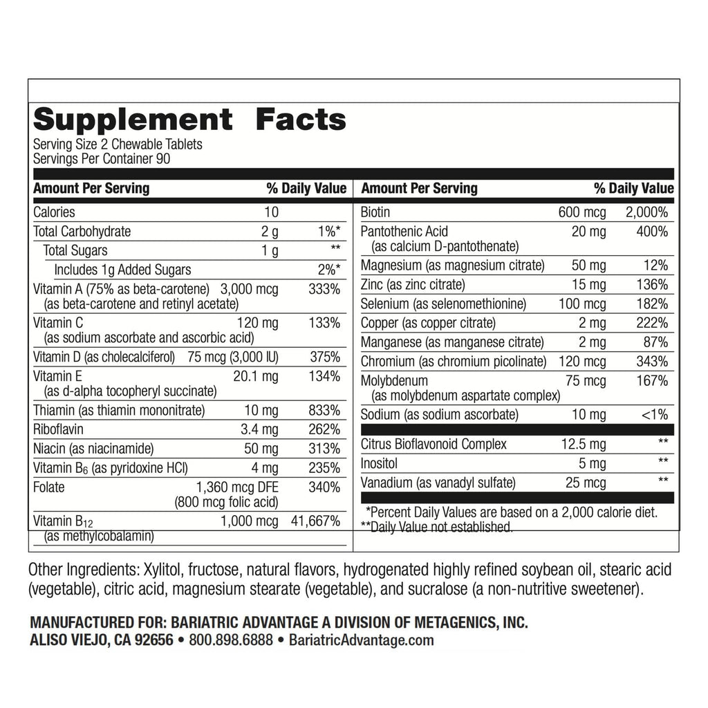 Bariatric Advantage Chewable Multivitamin Without Iron – Berry, 180 Count