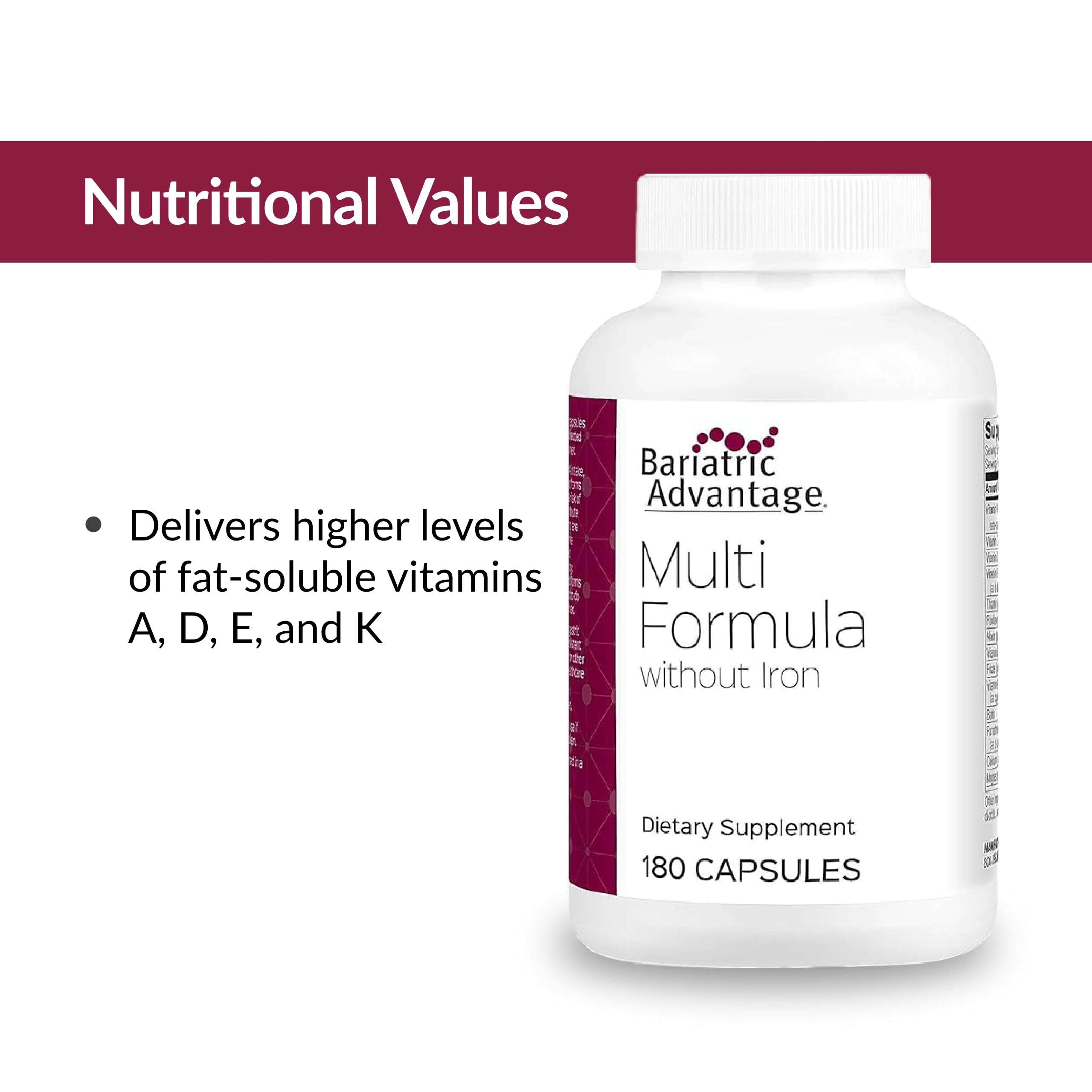 Bariatric Advantage Multi Formula without Iron – High Potency Bariatric Multivitamin (180 Capsules)