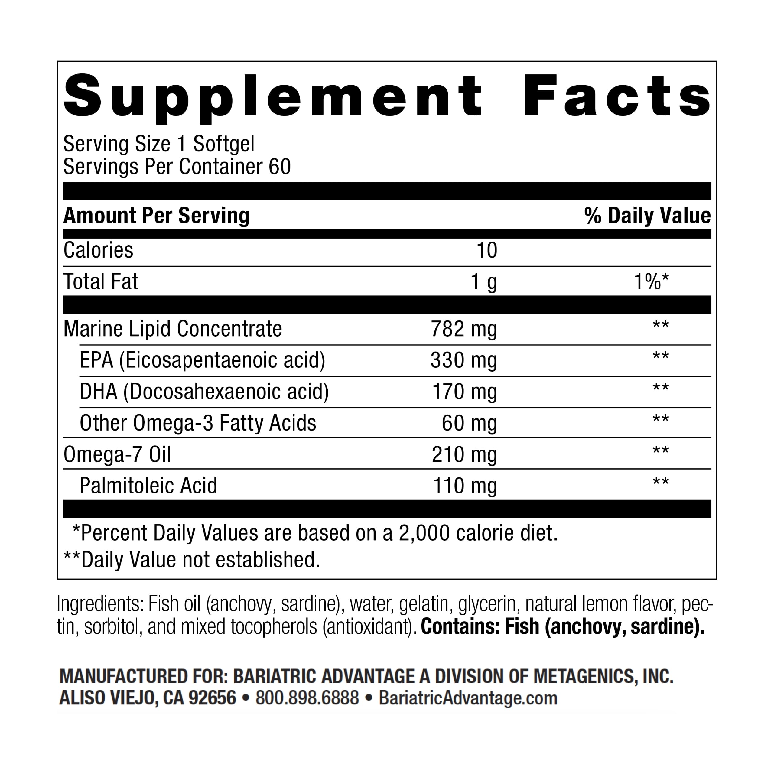 Bariatric Advantage OmegaVanta 10 – Enteric Omega-3 (EPA/DHA) 60 Count