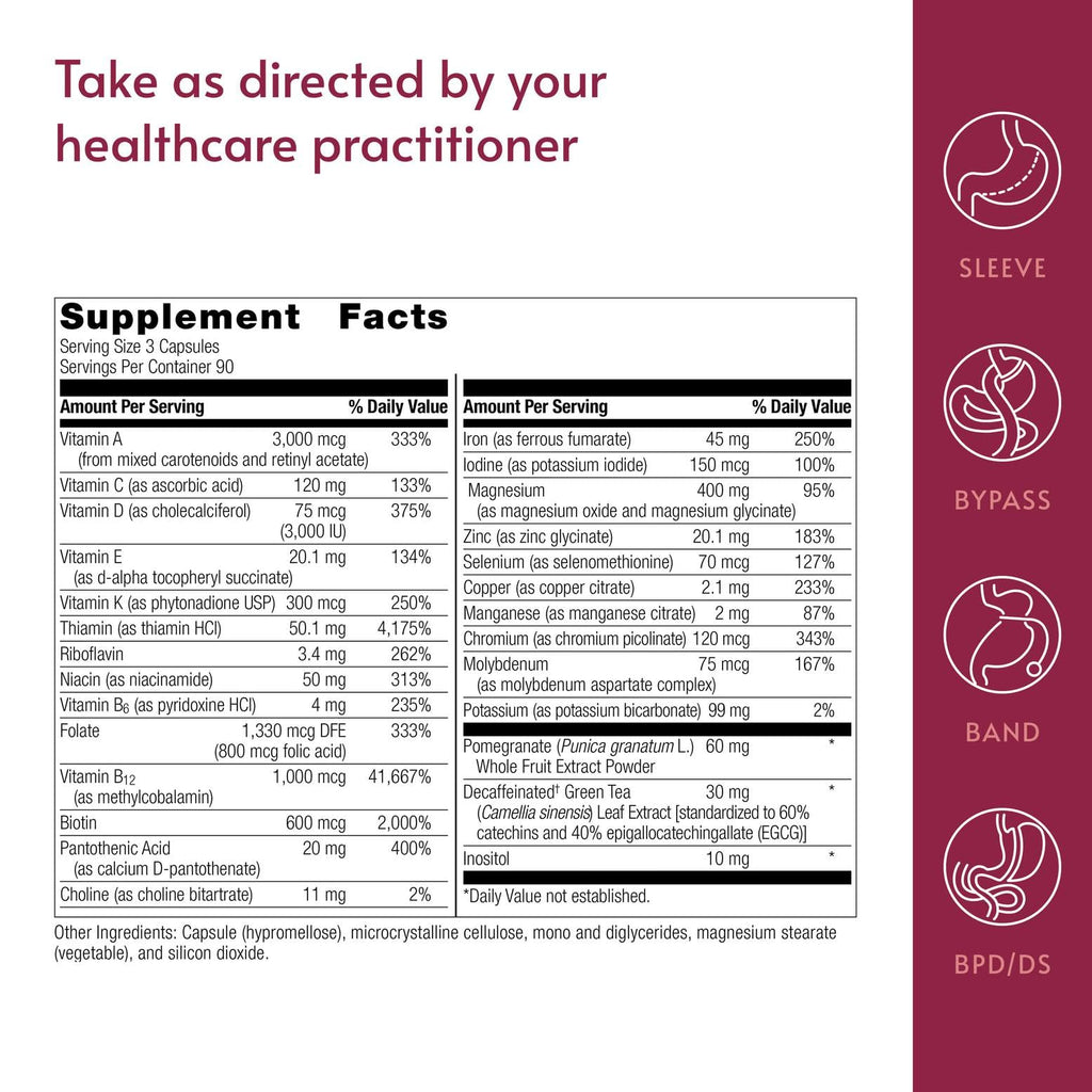 Bariatric Advantage Ultra Multi with Iron – Capsule Multivitamin for Bariatric Support (270 Capsules)