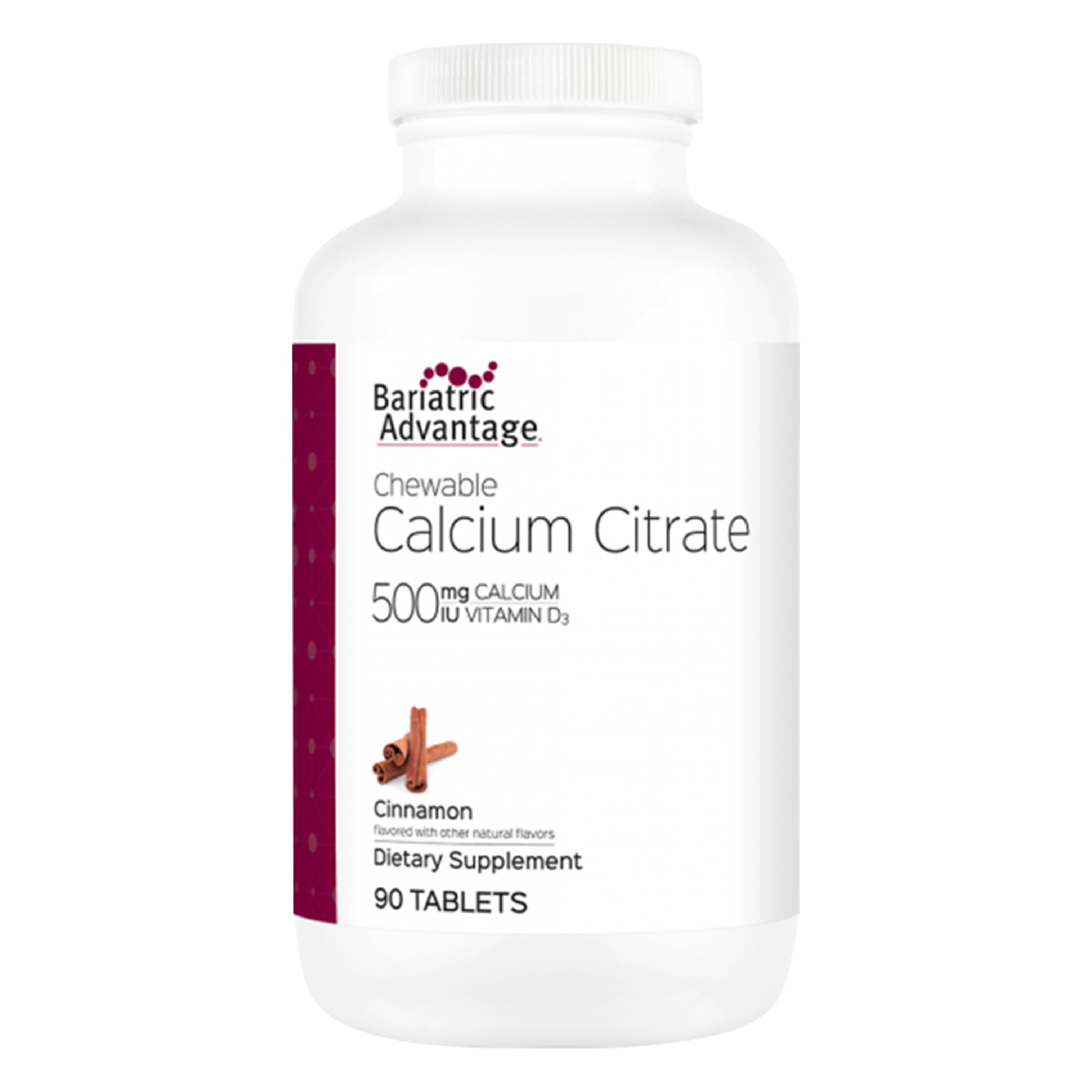 Bariatric Calcium Citrate 500mg Chewables with Vitamin D3 – 90 Count