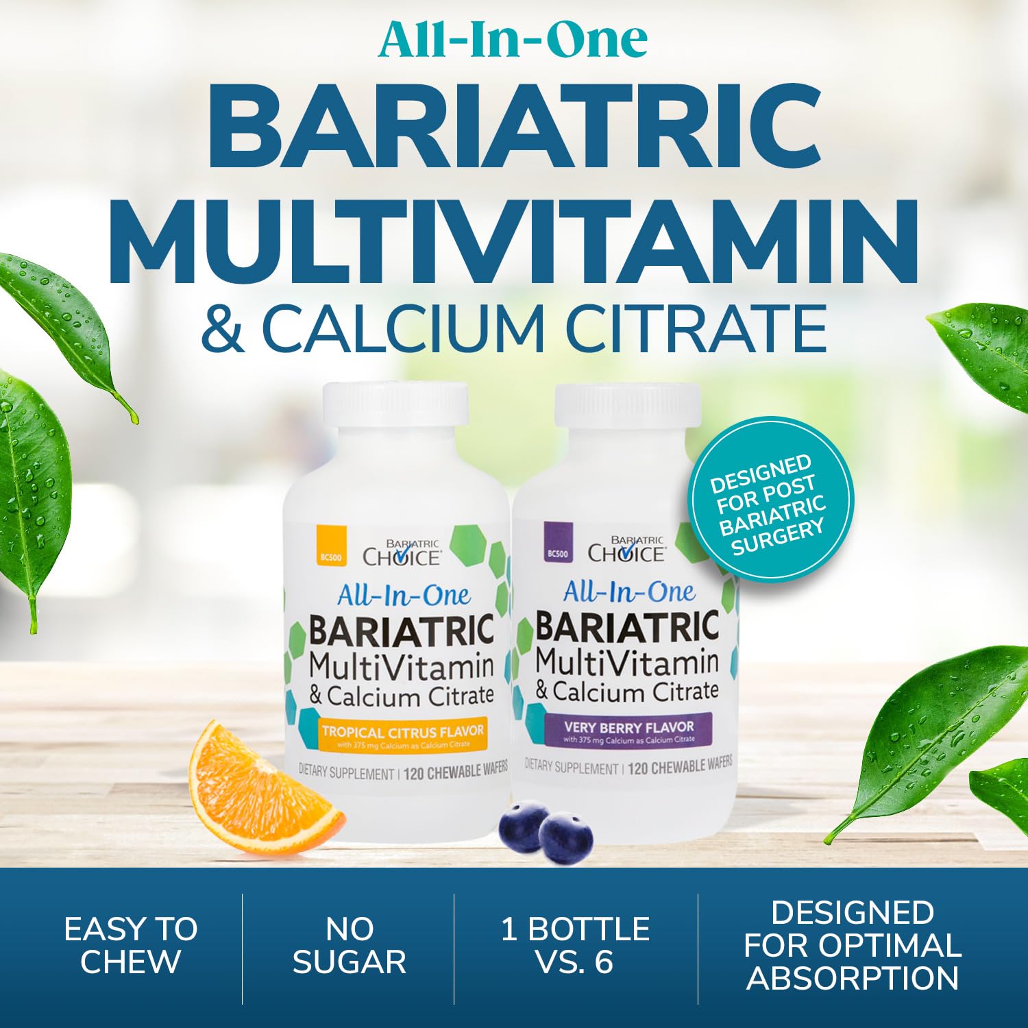 Bariatric Choice All-in-One Chewable Bariatric Multivitamin with Iron & Calcium Citrate Tropical Citrus 120ct