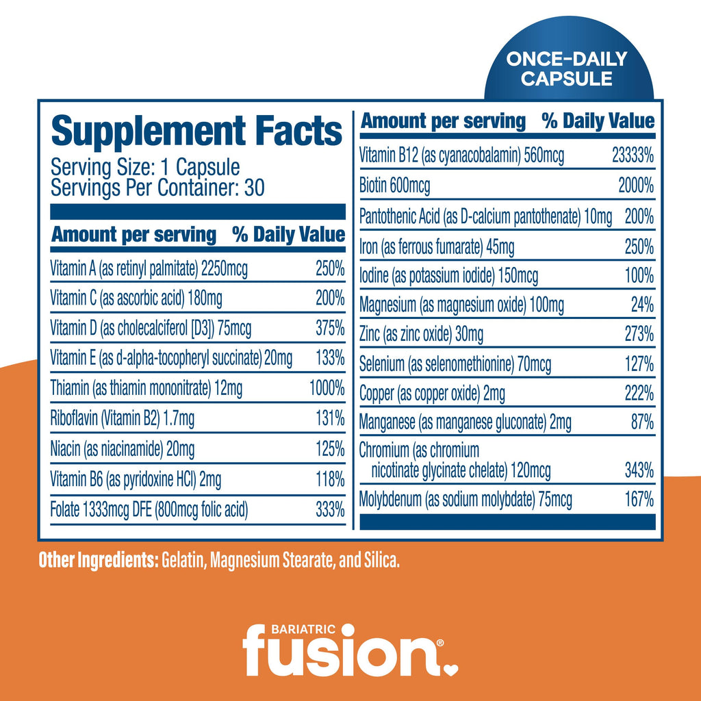 Bariatric Fusion One Per Day Multivitamin with Iron | Easy-to-Swallow Capsule