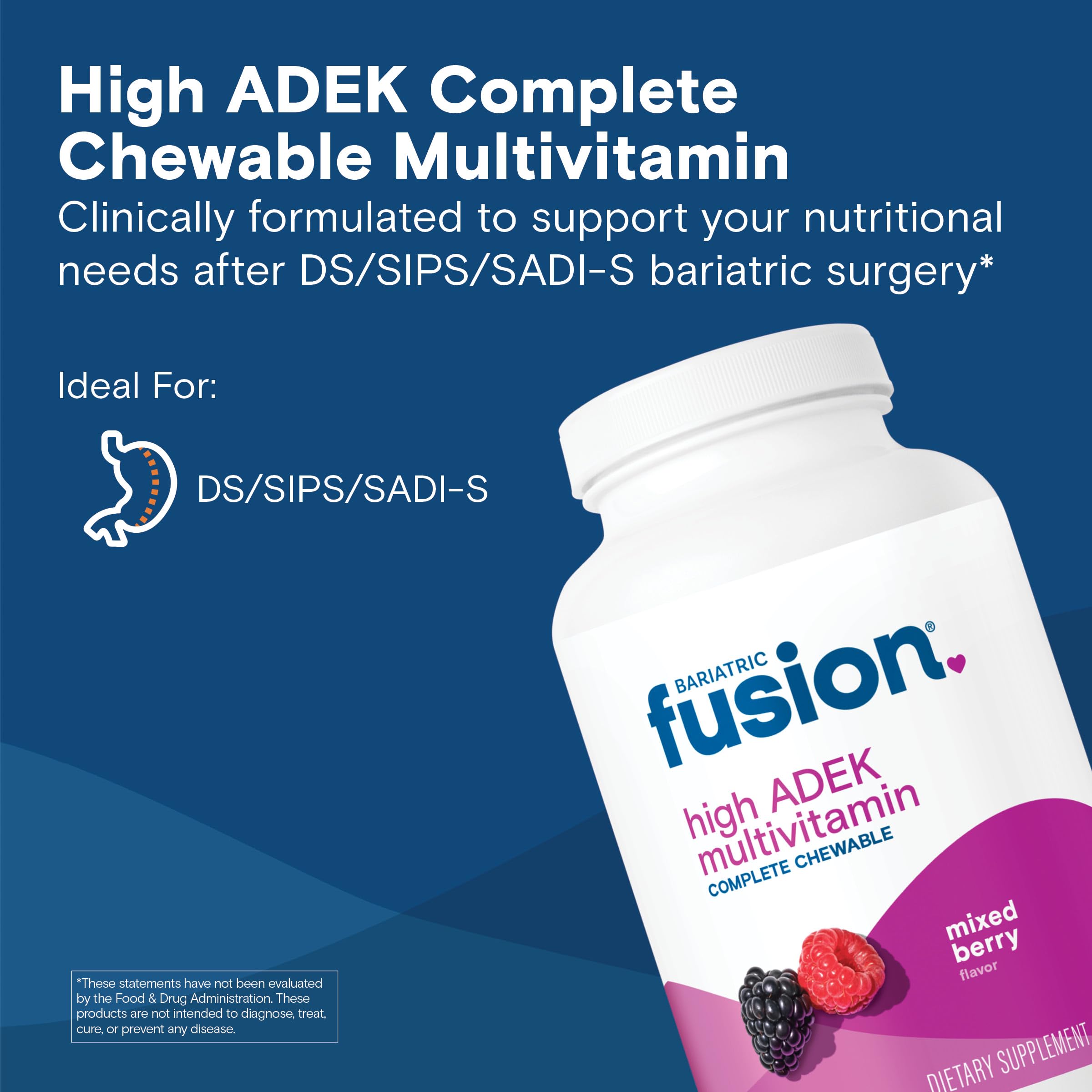 Bariatric Fusion Chewable Multivitamin – High ADEK for Duodenal Switch | Mixed Berry Flavor