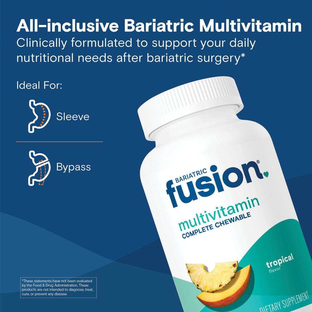 Bariatric Fusion Multivitamin with Iron – Complete Chewable (Tropical) for Gastric Bypass & Sleeve Gastrectomy | One Month Supply