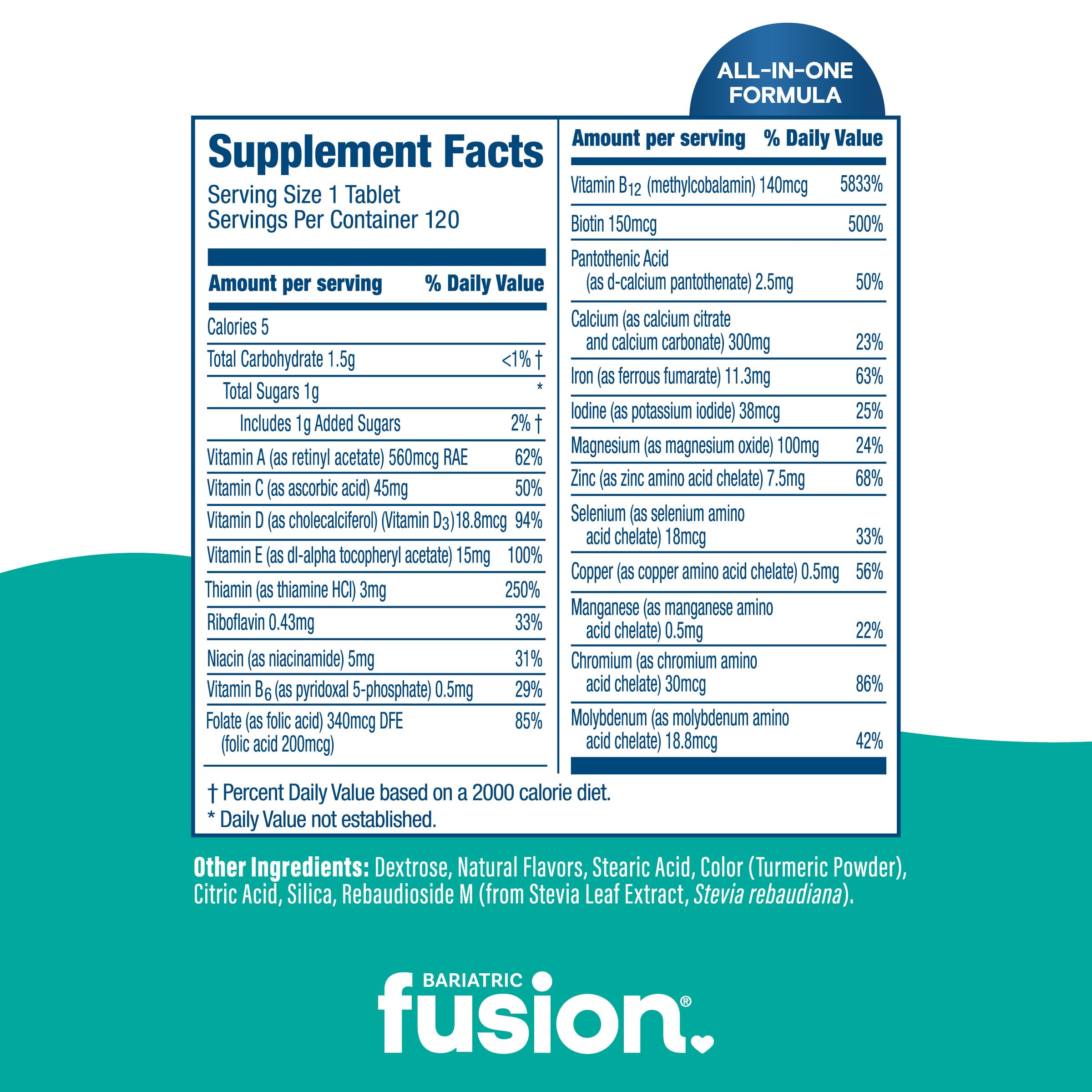 Bariatric Fusion Multivitamin with Iron – Complete Chewable (Tropical) for Gastric Bypass & Sleeve Gastrectomy | One Month Supply