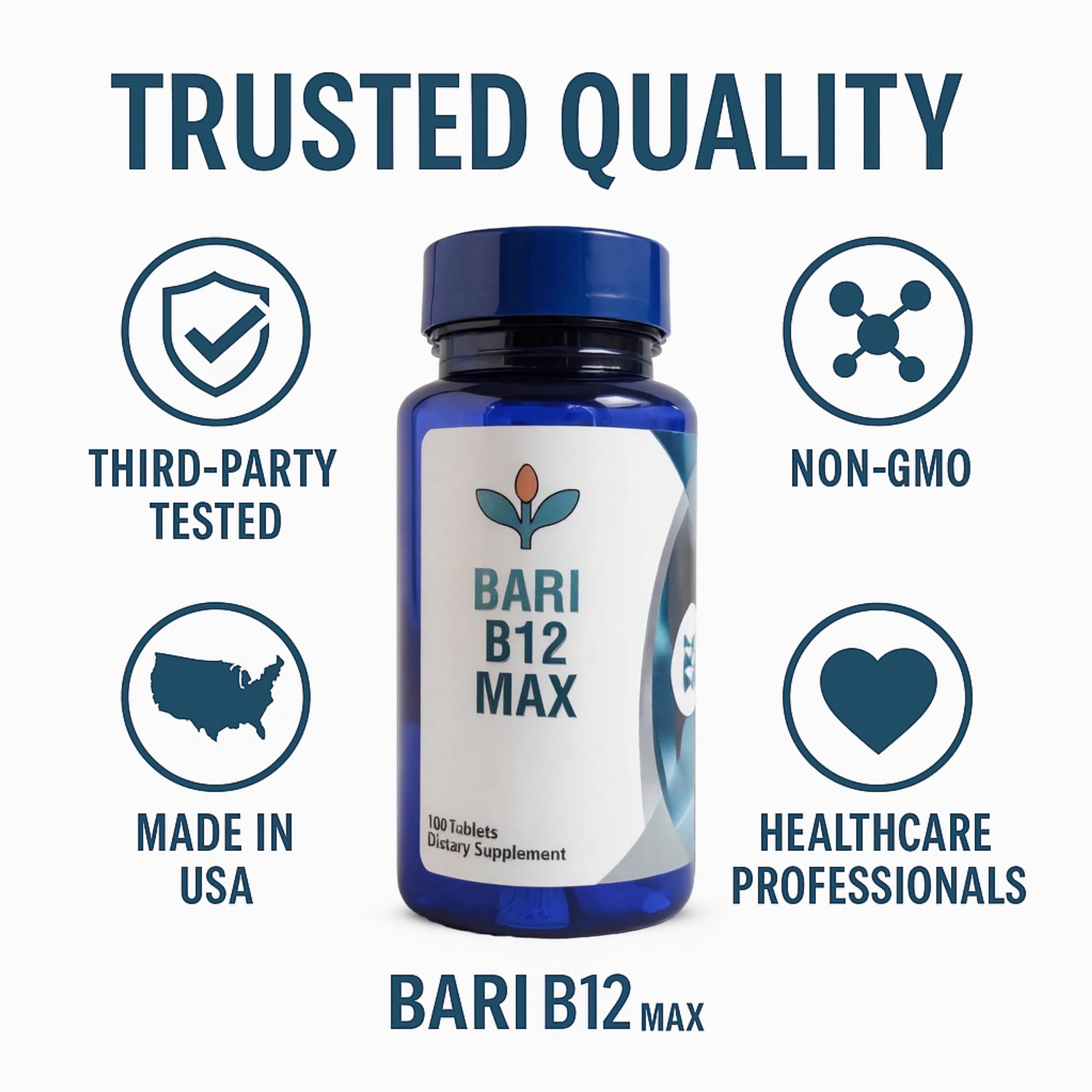 Bari B12 Max – 1000mcg Methylcobalamin Chewable Vitamin B12 for Bariatric & GLP-1 Patients | 100 Tablets | Allotro Body Labs | Made in USA