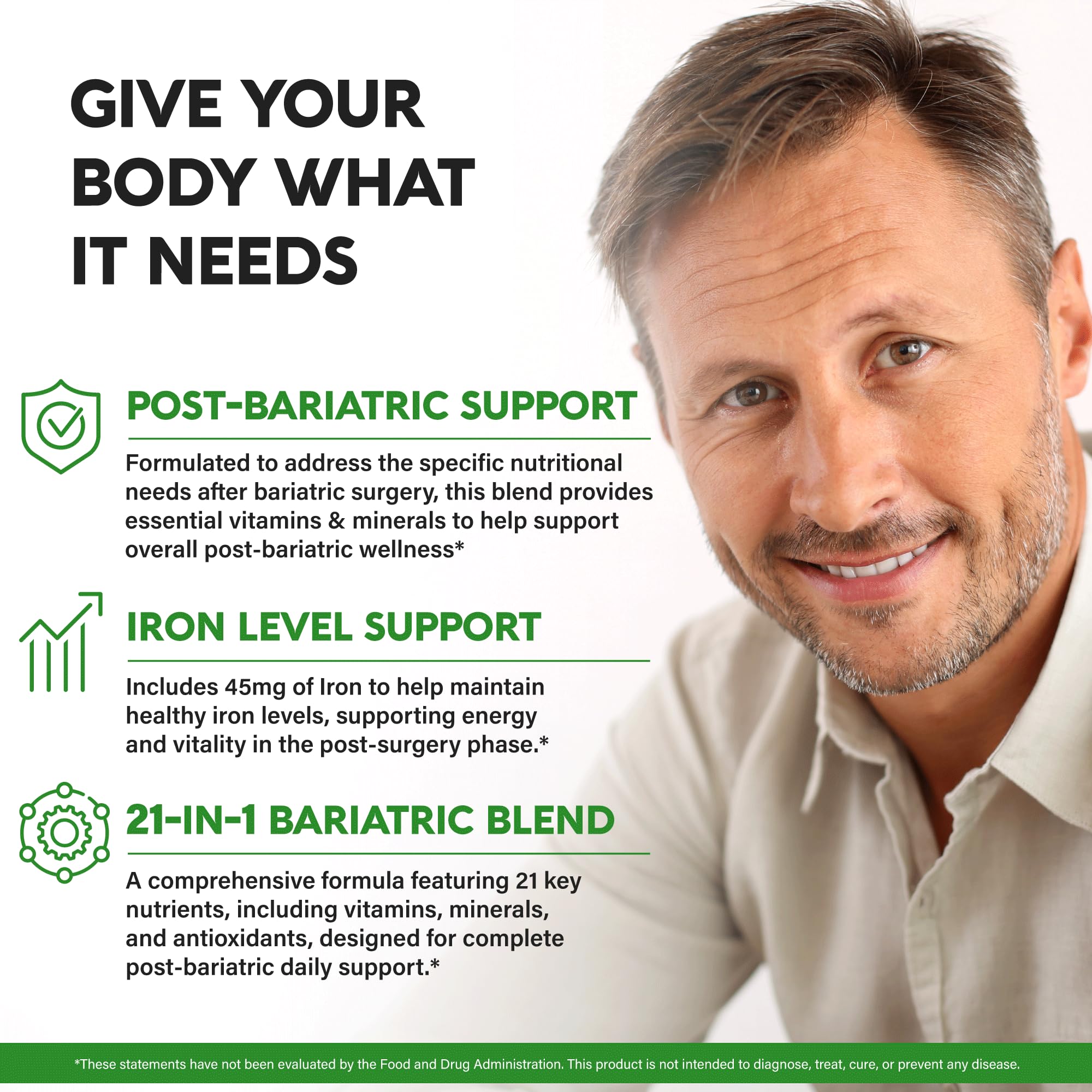 Bariatric Multivitamin with 45 mg Iron – USA Made, 90 Capsules