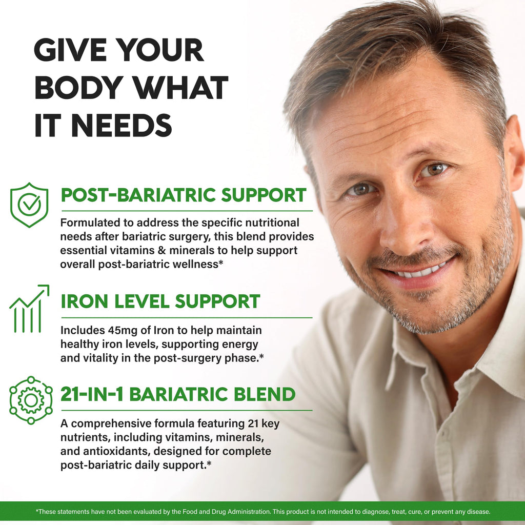 Bariatric Multivitamin with 45 mg Iron – USA Made, 90 Capsules