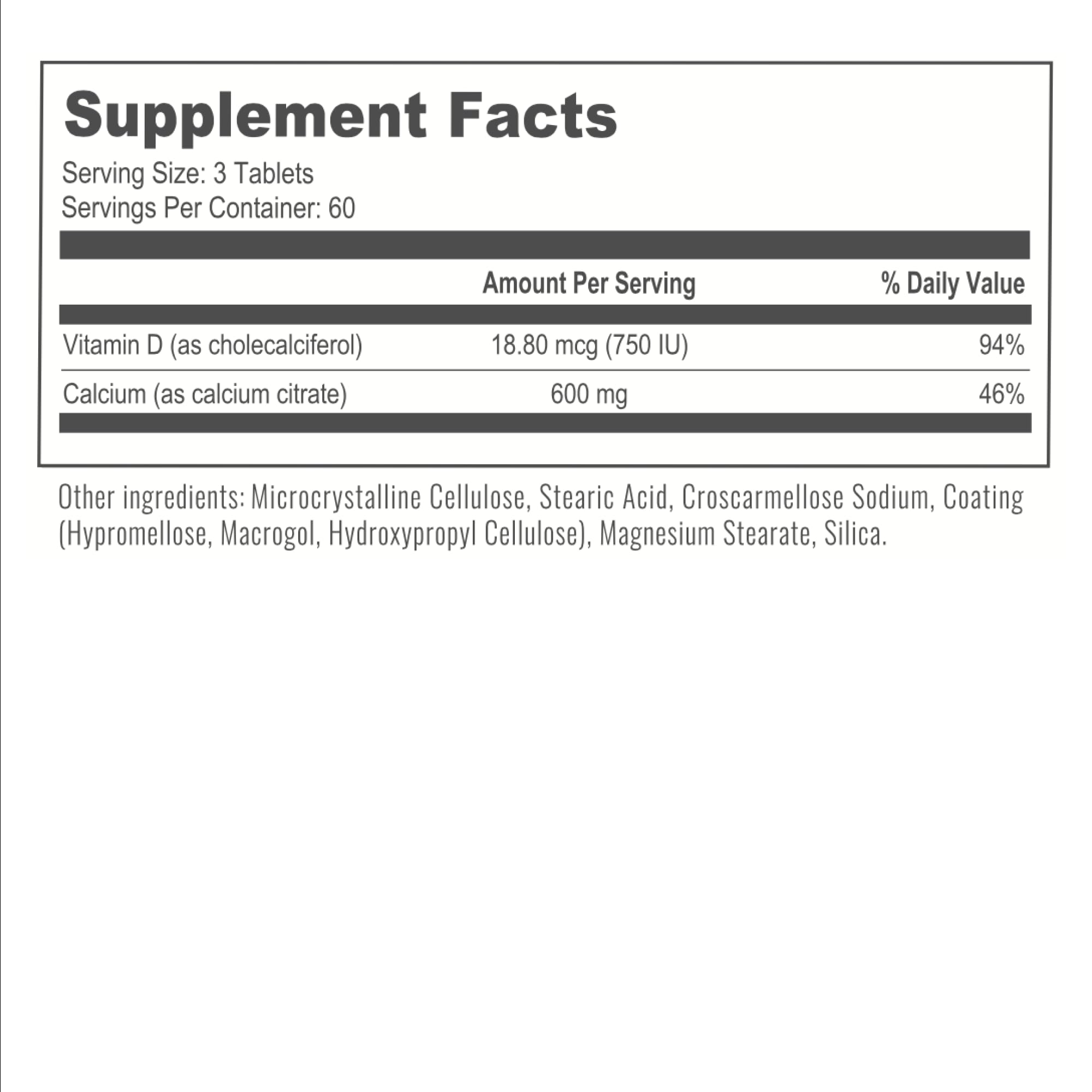 BariatricPal Easy Swallow Calcium Citrate 600mg + D3 | 30-Day Supply