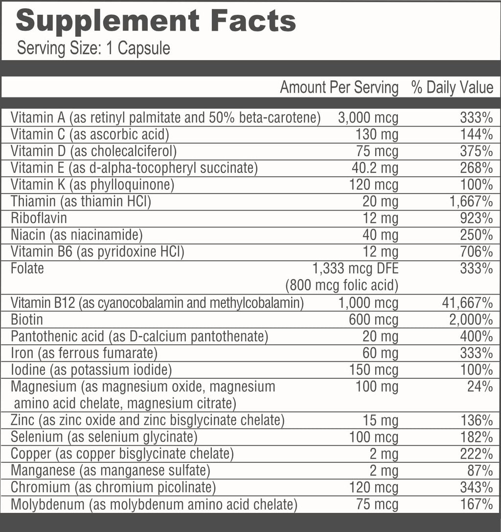 BariatricPal Multivitamin ONE 1 Per Day – 60mg Iron, 30 Count