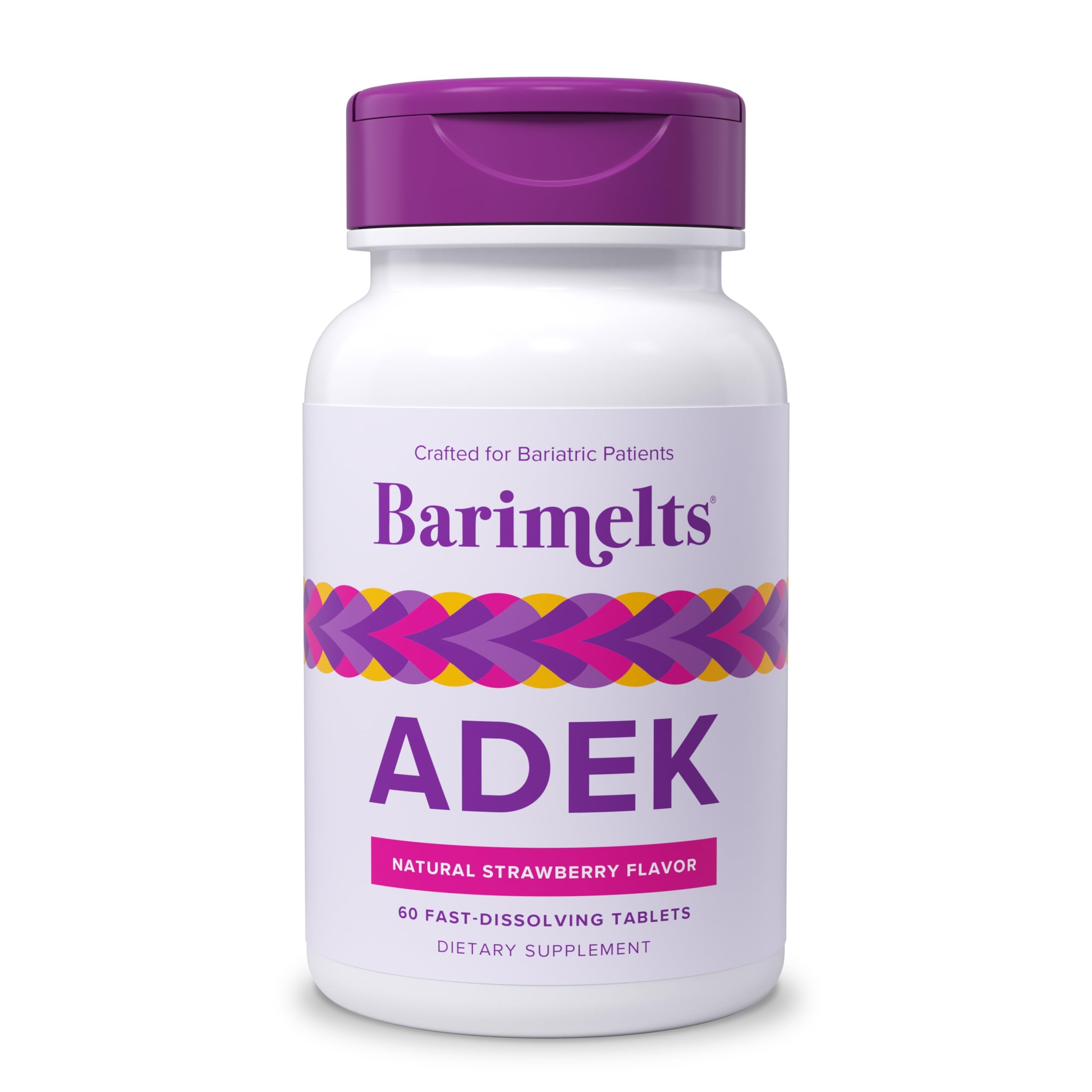 Barimelts ADEK - 60 Fast-Dissolving Tablets (2-Month Supply) - Sugar-Free Bariatric Vitamins for Women | Vitamins A, D, E & K | Strawberry Flavor
