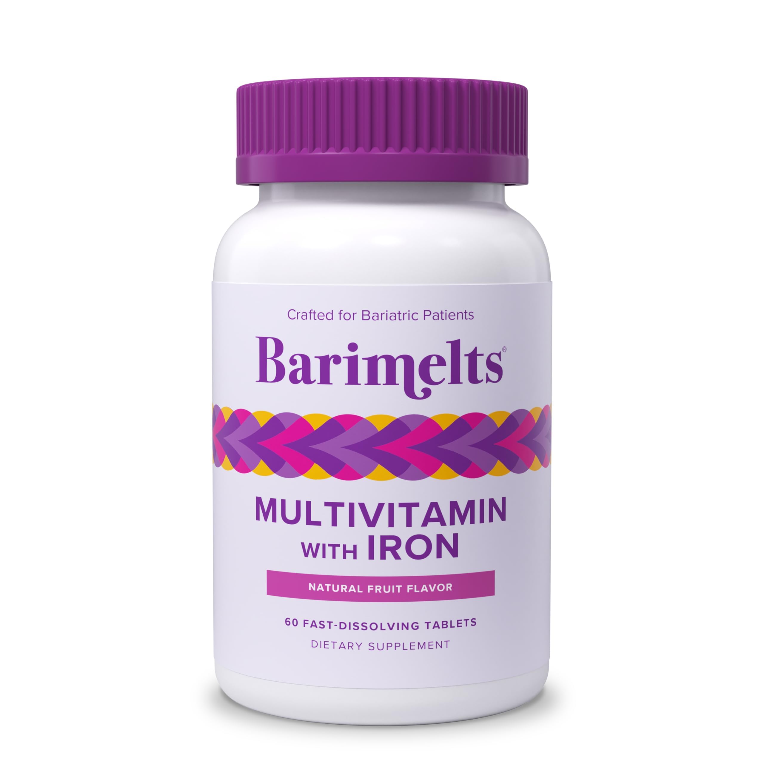 BariMelts Bariatric Multivitamin with Iron – 60 Fast-Dissolving Tablets, Sugar-Free, Natural Fruit Flavor