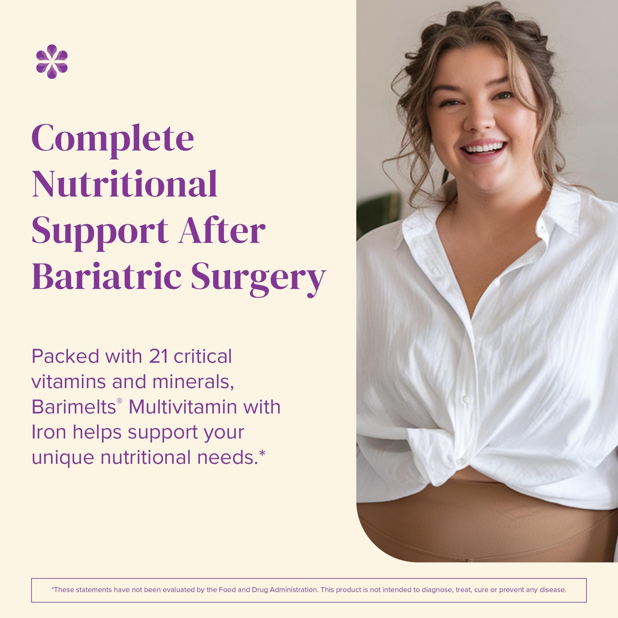 BariMelts Bariatric Multivitamin with Iron – 60 Fast-Dissolving Tablets, Sugar-Free, Natural Fruit Flavor