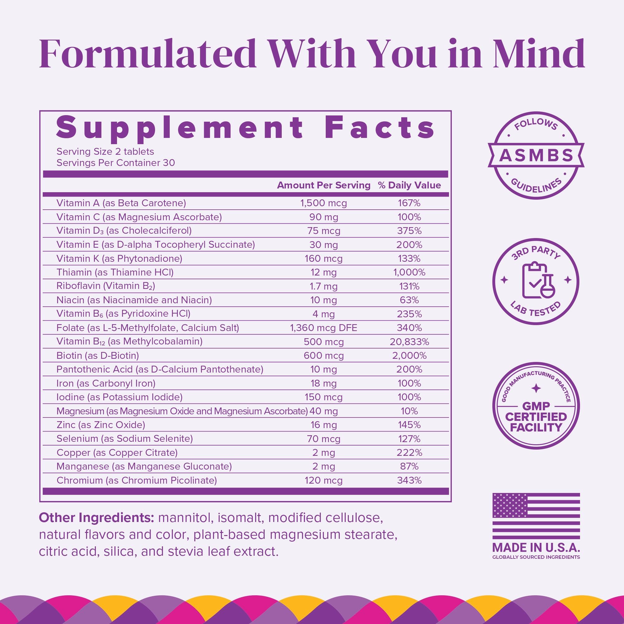 BariMelts Bariatric Multivitamin with Iron – 60 Fast-Dissolving Tablets, Sugar-Free, Natural Fruit Flavor