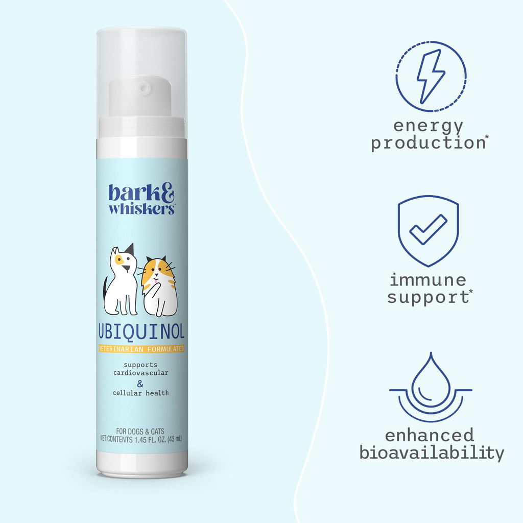 Bark & Whiskers Ubiquinol Liquid Pump for Dogs & Cats, 1.45 Fl Oz (43 mL) – Vet Formulated, Non-GMO, Dr. Mercola
