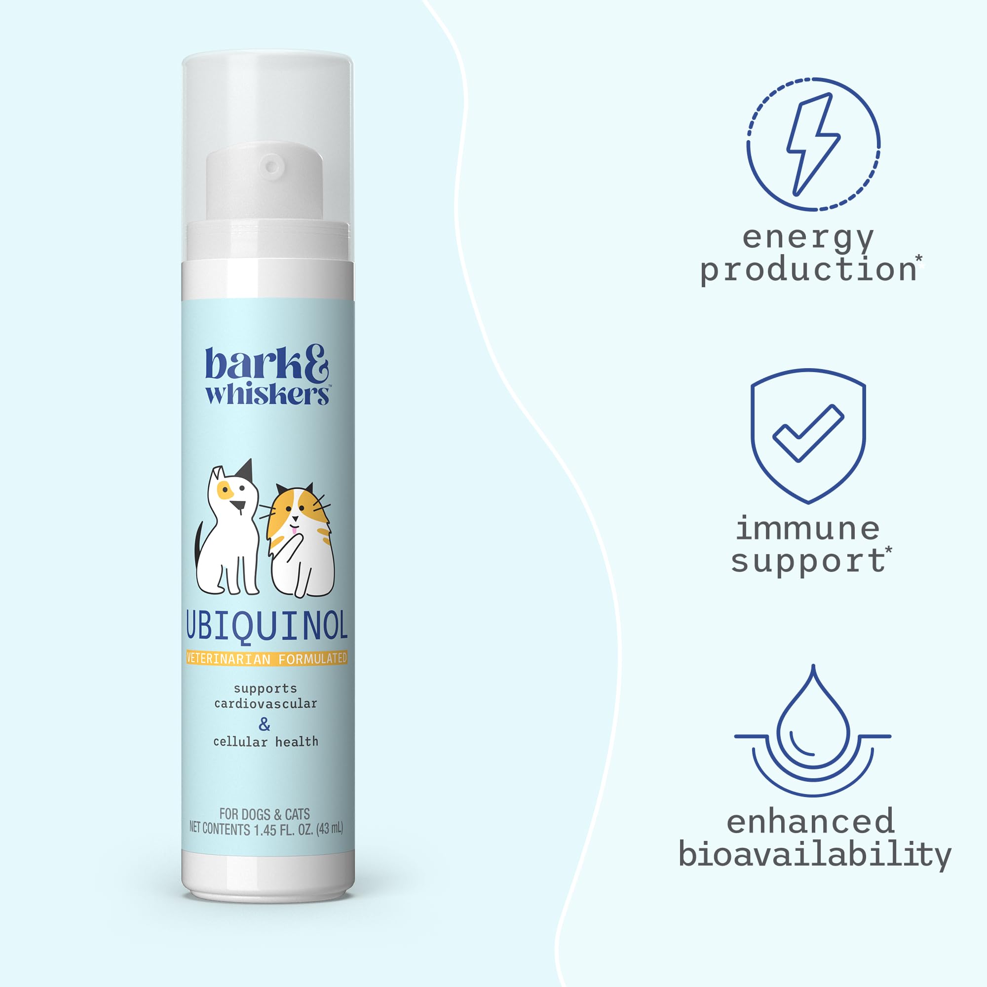 Bark & Whiskers Ubiquinol Liquid Pump for Dogs & Cats, 1.45 Fl Oz (43 mL) – Vet Formulated, Non-GMO, Dr. Mercola