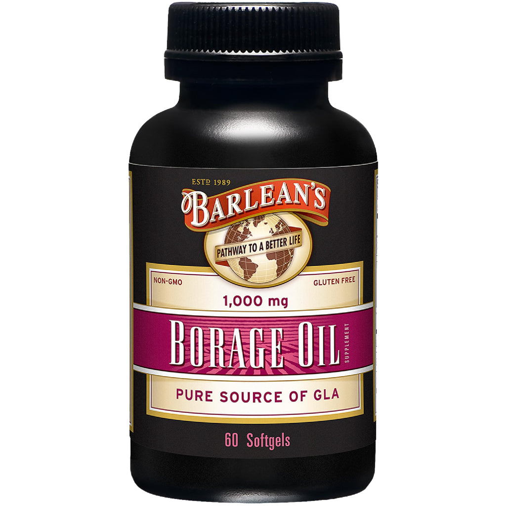 Barlean's Borage Oil Supplements – Cold-Pressed 1000 mg GLA Softgels, 60 Count