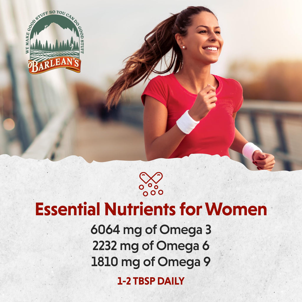 Barlean's Essential Woman Liquid Supplement – 12 oz, Omegas 3-6-9, Flaxseed & Evening Primrose Oil