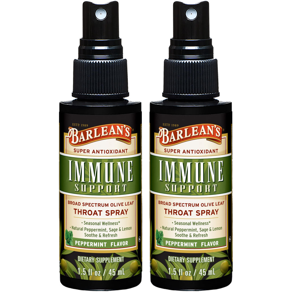 Barlean's Olive Leaf Complex Throat Spray (2 Pack) – Peppermint, Lemon & Sage, 1.5 oz