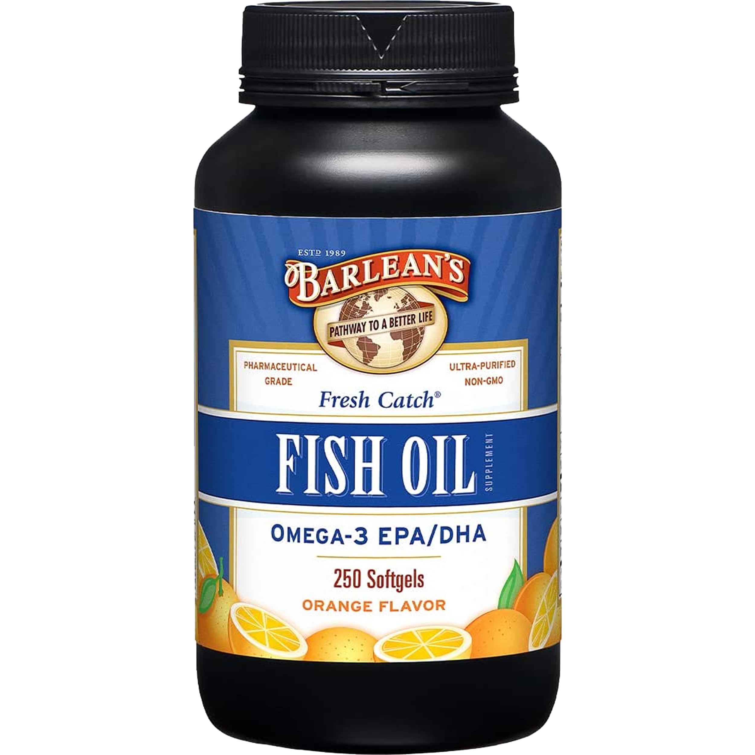 Barlean's Omega-3 Fish Oil 600mg Softgels (Orange Flavor) – EPA 360mg / DHA 240mg, 250 Count