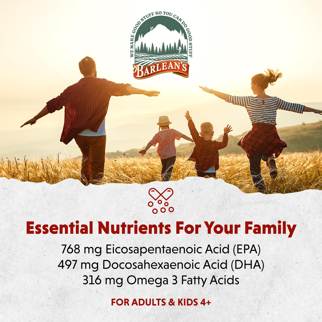 Barlean's Omega-3 Fish Oil Supplements | 1300 mg EPA/DHA Orange Softgels, 60 Count