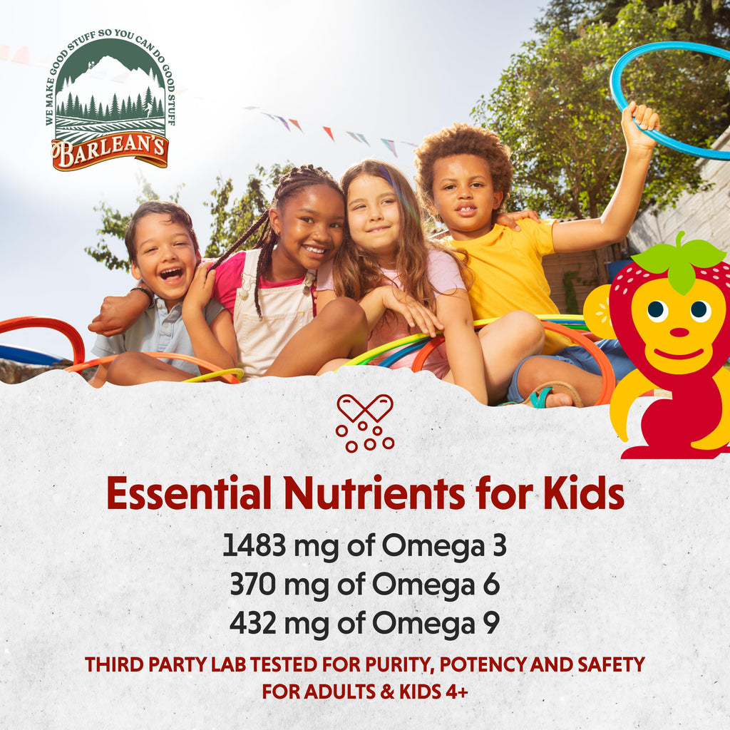 Barlean's Omega 3 Flaxseed Oil for Kids – Straw-Nana, 8 oz, 2-Pack