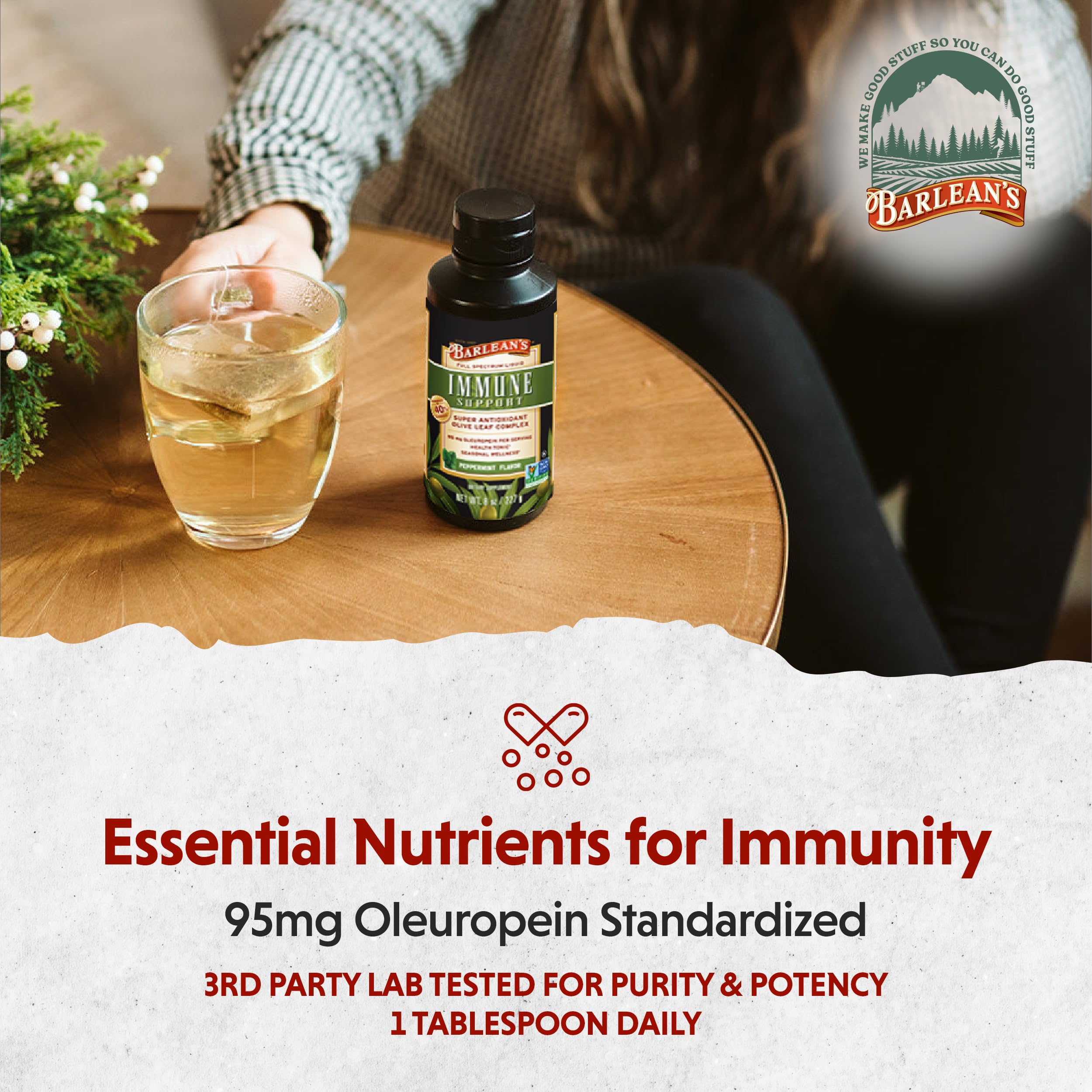 Barlean's Peppermint Olive Leaf Complex — Liquid Immune Support (95 mg Oleuropein)