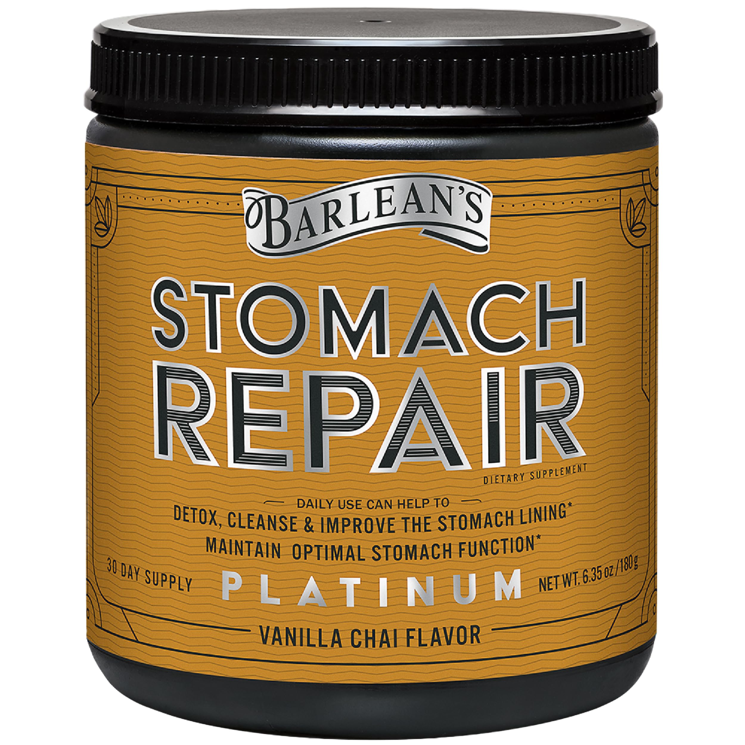 Barlean's Stomach Repair Gut Health Powder – Detox & Digestive Support (Vanilla Chai, 6.35 oz)