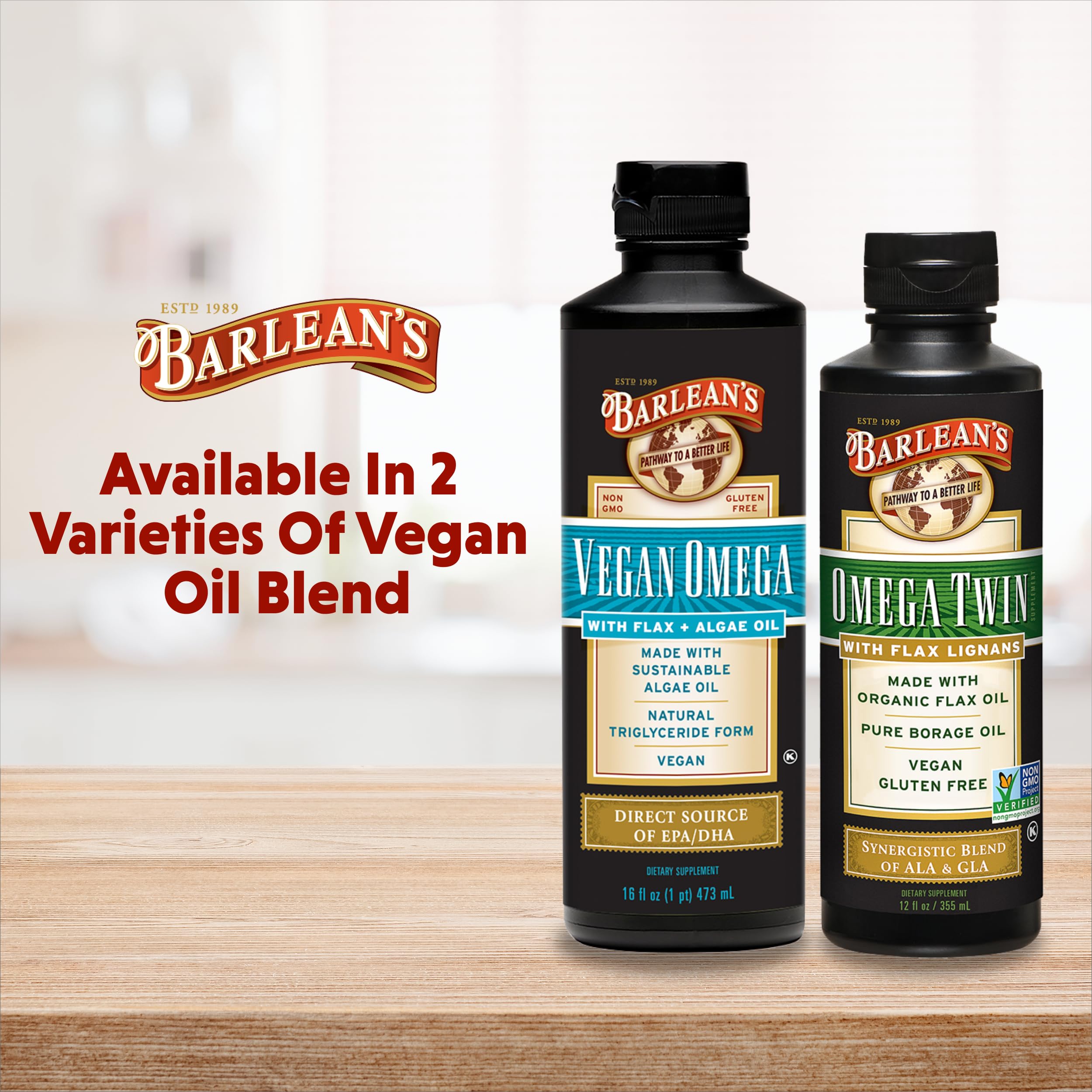 Barlean's Vegan Omega Liquid Flax & Algae Oil – Plant Based EPA DHA (16 oz)