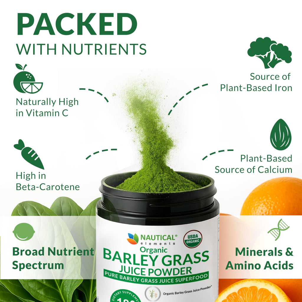Barley Grass Juice Powder Organic - Raw & Cold-Processed Superfood (6.35oz / 180g) | 72 Servings