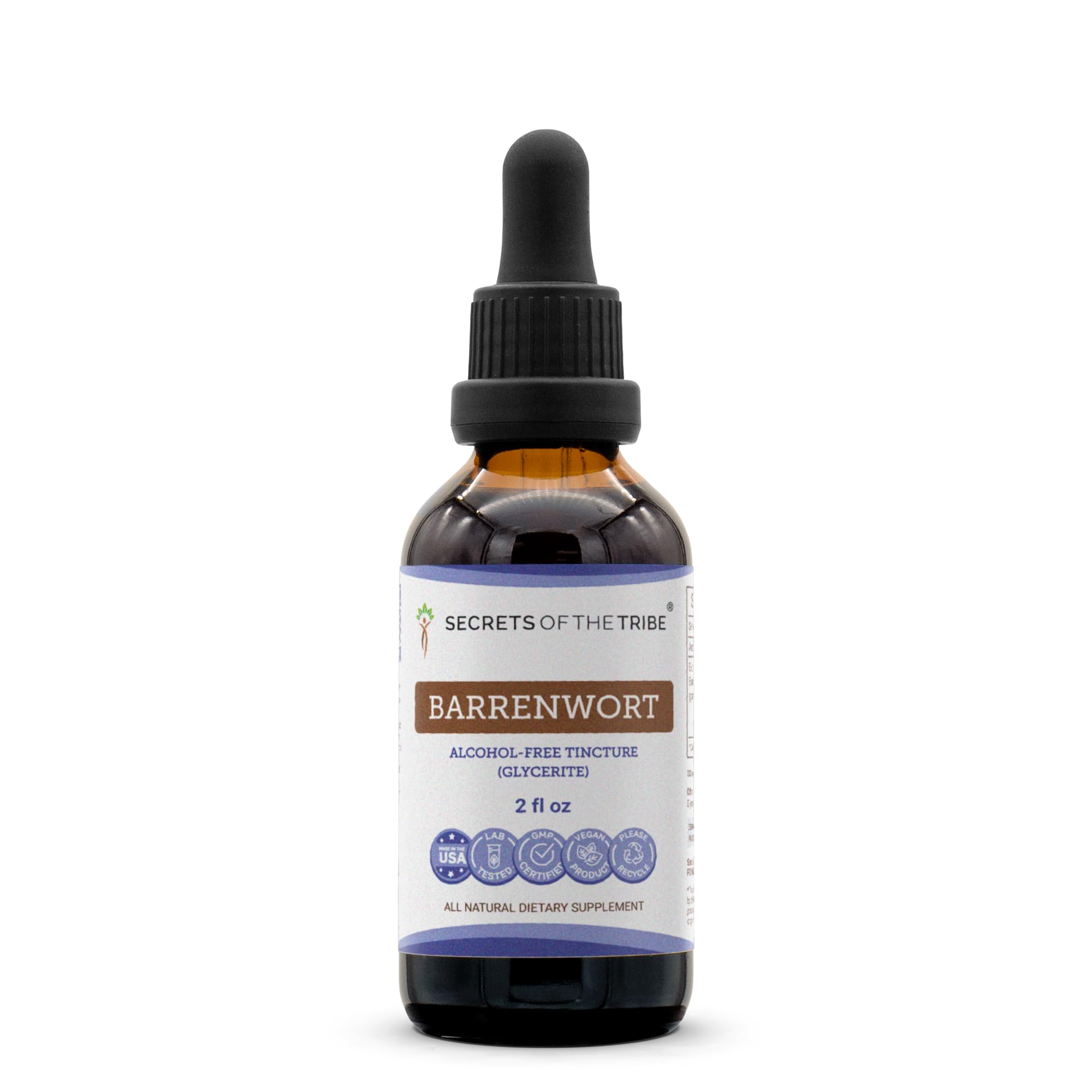 Secrets of the Tribe Barrenwort Tincture Alcohol-Free Liquid Extract (Epimedium Grandiflorum) 2 fl oz