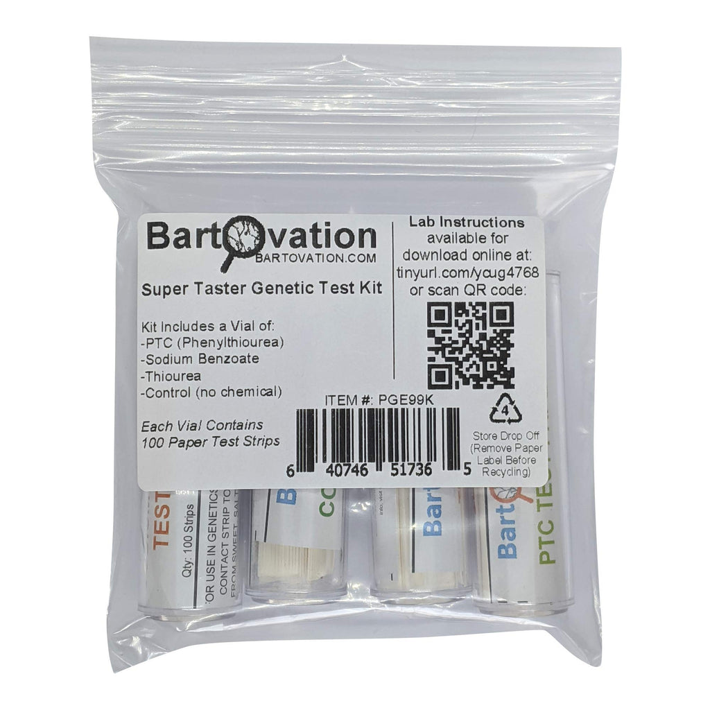 Bartovation Super Taster Test Genetics Lab Kit with Instructions, Phenylthiourea (PTC), Sodium Benzoate [Each Vial Includes 100 Paper Strips]