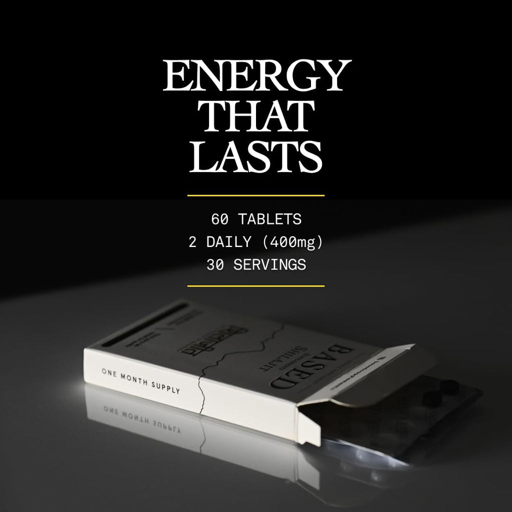Based Shilajit | Pure Shilajit Tablets with Max Potency, Energy & Immune Support for Men and Women | Rich in Fulvic Acid and 85+ Trace Minerals, 60 Tablets