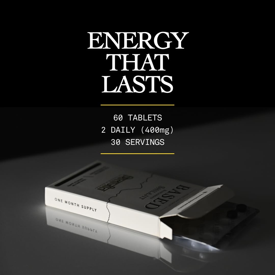 Based Shilajit | Pure Shilajit Tablets with Max Potency, Energy & Immune Support for Men and Women | Rich in Fulvic Acid and 85+ Trace Minerals, 60 Tablets