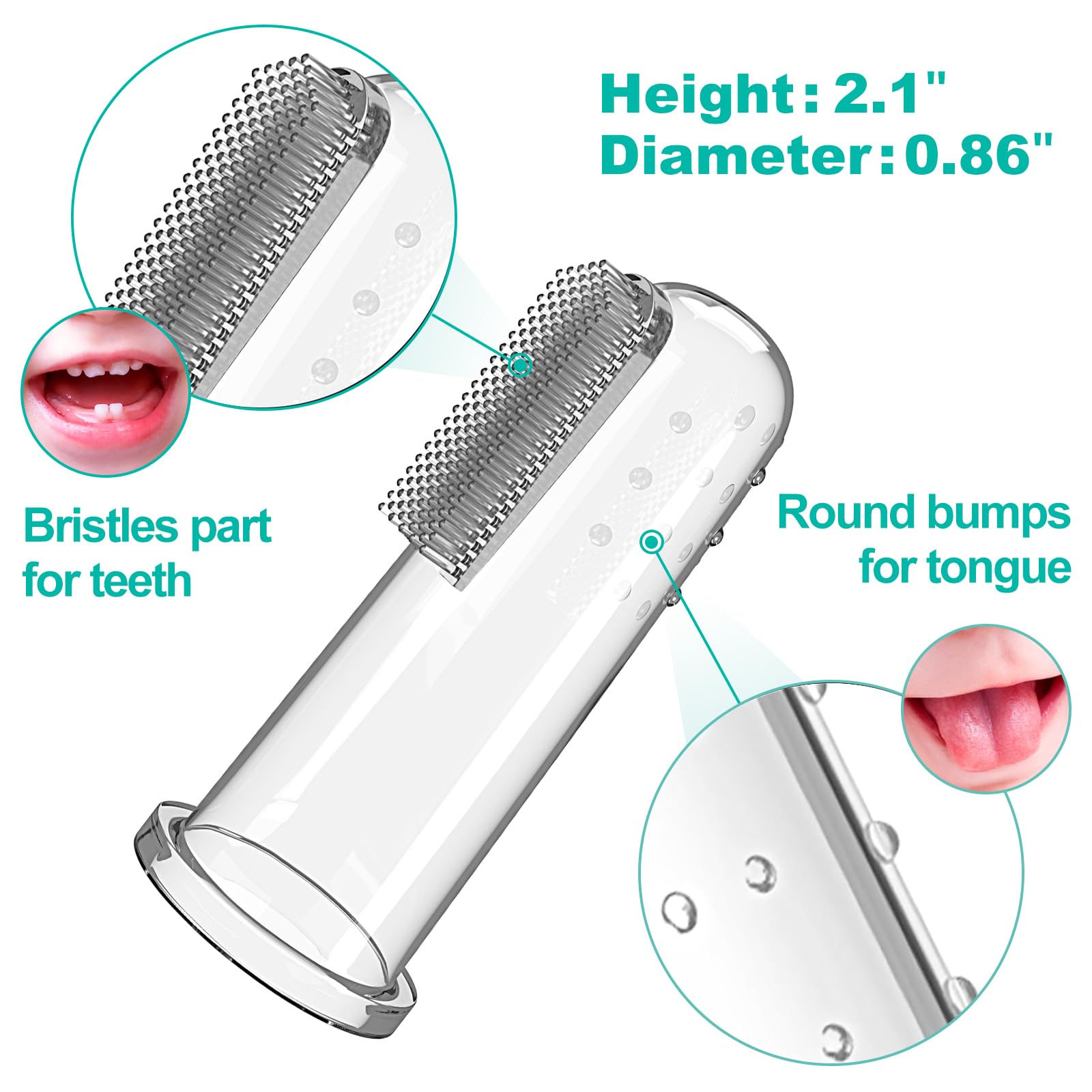 Bassion Baby Toothbrush Set - 6 Soft Finger Toothbrushes for 0-12 Months