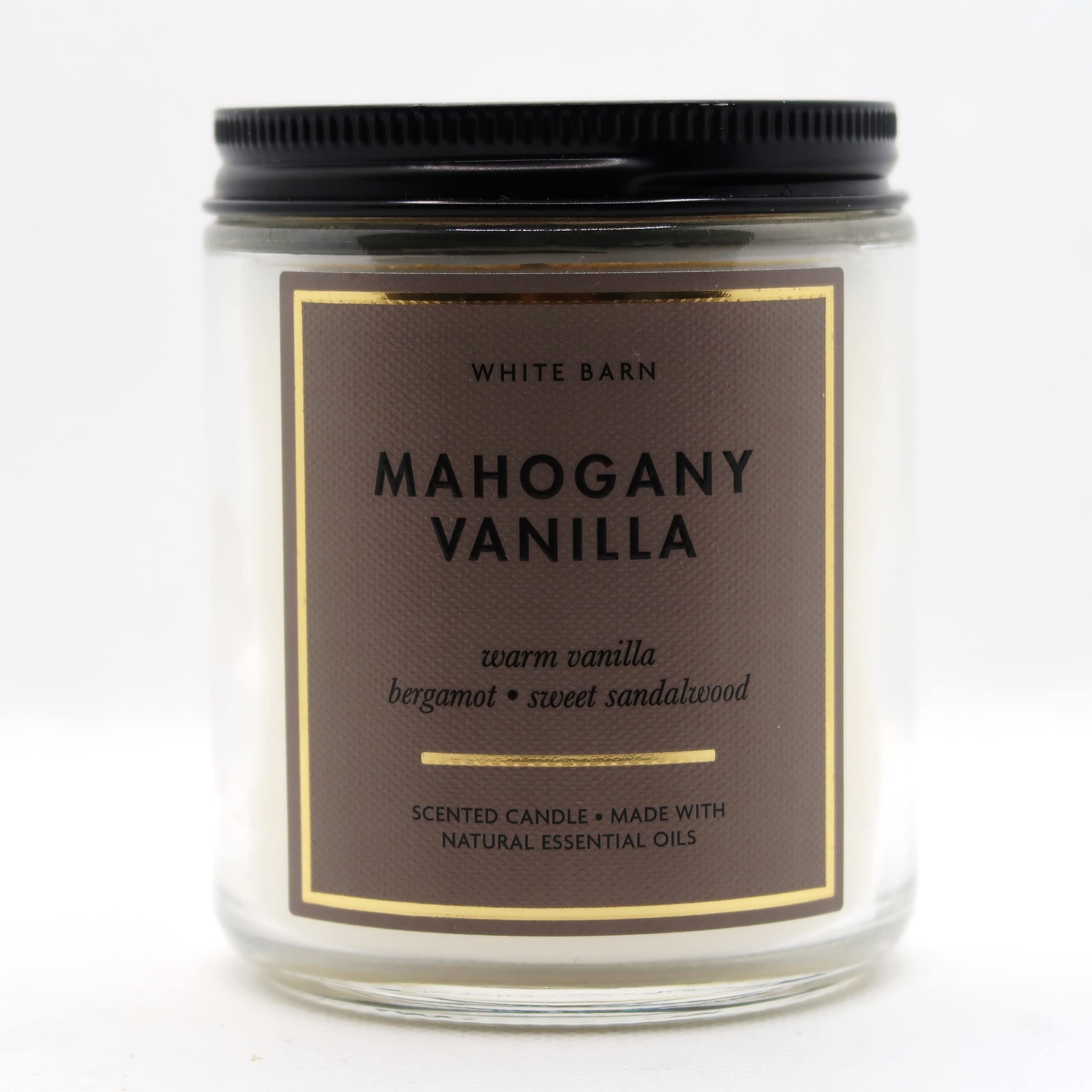 Bath & Body Works White Barn 1-Wick Candle with Essential Oils - 7 oz - Mahogany Vanilla