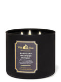 Bath & Body Works White Barn 3-Wick Candle with Essential Oils – Mahogany Teakwood High Intensity, 14.5 oz