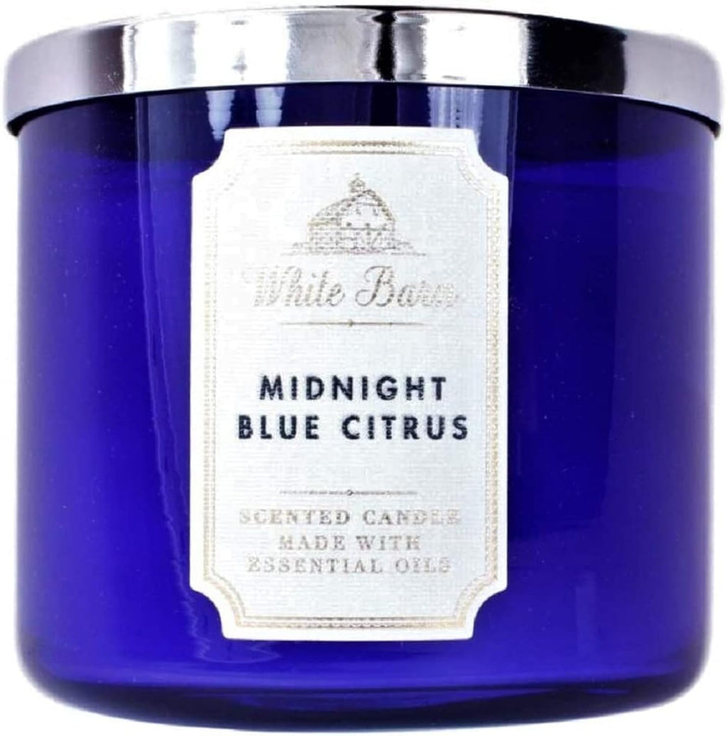 Bath and Body Works White Barn 3-Wick Candle w/ Essential Oils - 14.5 oz - Midnight Blue Citrus (2021 Core Scents)